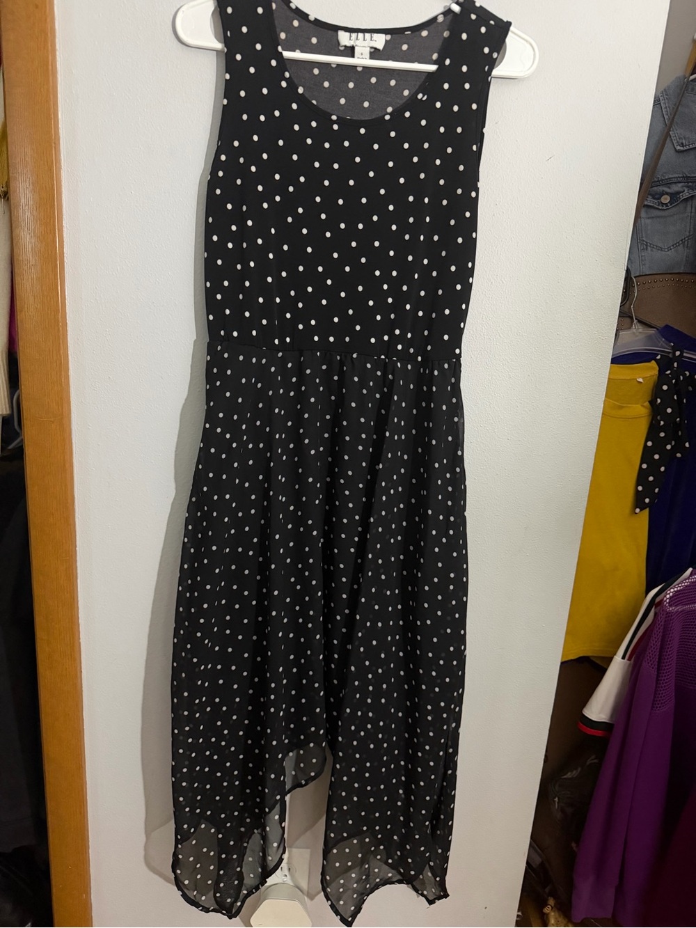 Elle Black and White Polka Dot High-Low Dress